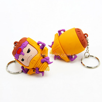 Benutzer definierte niedliche 3D Cartoon Anime Silikon Schlüssel bund Charakter PVC Schlüssel ring Rucksack Anhänger Gummi Schlüssel bund