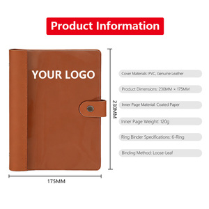 Carpeta de Anillas Personalizada A5 de Cuero PU Suave, Agenda de Hojas Sueltas <span class=keywords><strong>para</strong></span> <span class=keywords><strong>Estudiantes</strong></span>, Diario, Cuaderno <span class=keywords><strong>para</strong></span> la Escuela, Oficina, Regalo - Product Image 2