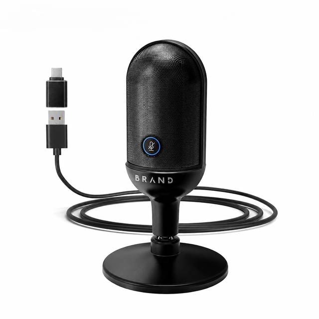 ABS USB Cardioid Noise Cancelling Wired Gaming Condenser Microphone Plug and Play for Podcasting