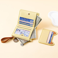 Dompet Wanita Lucu Dompet Pendek Penutup Kancing Portabel Tempat Kartu Kredit Kulit PU Bordir Kucing Cantik untuk Anak Perempuan Dompet Koin