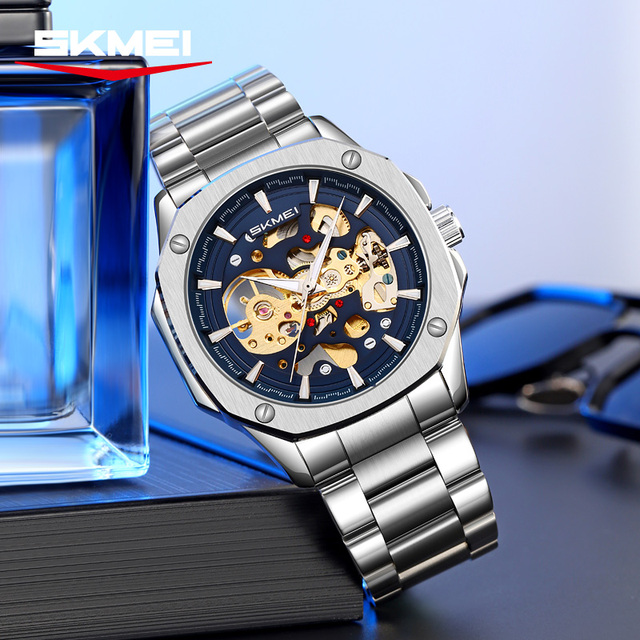 Wholesale Luxury Men Mechanical Watch Skmei 9378 Japan Movement 3ATM Waterproof Stainless Steel Solid Strap Automatic Watches