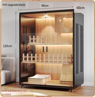 Villa de luxe moderne pour chat avec fenêtre panoramique en verre, construction en bois massif, prête pour l'hiver, anti-poussière et anti-humidité, maison écologique