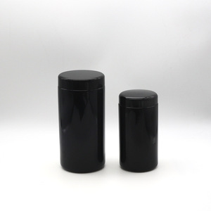 Custom LOGO Black Cylindrical Glass Jars With Child Resistant Plastic Lids <b>Moisture</b> Proof Storage Herb Containers For Travel Use - Product Image 1
