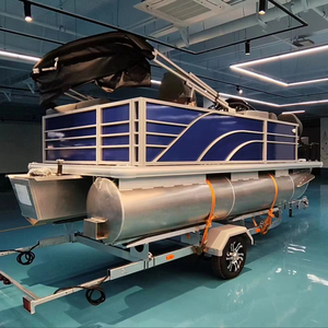 16ft Aluminium Catamaran Pontonboot Met Duikplatform Voor Entertainment Inclusief Buitenboordmotor - Product Image 1