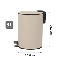 Poubelle à pédale fine de haute qualité avec couvercle, petite poubelle en métal pour la maison, 3/5 litres, avec seau intérieur amovible pour salle de bain
