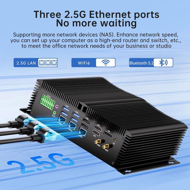 Industrial Mini PC Fanless Core I7-1355U 10 Cores Win-11 Pro 32GB DDR5 RAM 512GB NVMe SSD Stock