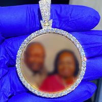 Colgante de foto de diamante cultivado en laboratorio personalizado estilo Hip Hop Iced Out 925 Silver Vvs Lab Made Diamond Picture Memory Pendant Jewelry