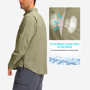 Camicia da Pesca per Uomo Taglie Forti, Manica Lunga, <span class=keywords><strong>Schiena</strong></span> in Rete Ventilata, UPF50+, Asciugatura Rapida, Logo Personalizzato, Impermeabile, Abbigliamento da Lavoro Outdoor - Product Image 2