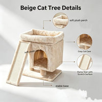 Condo pour chat avec rampe, maisonnette fermée, grand lit en peluche, griffoirs en sisal, arbre à chat pour l'escalade et les activités