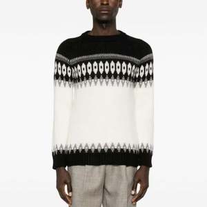 เสื้อสเวตเตอร์แบบสวมหัวคอกลมแขนยาวแบบสวมหัวเสื้อถักผ้าฝ้ายมีลายทางฝังแฟชั่นใหม่ออกแบบได้ตามต้องการ - Product Image 1