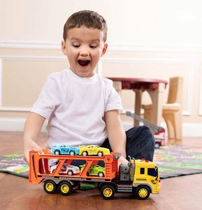 Camion de transport de véhicules à friction en plastique avec lumières et sons pour enfants - Product Image 5
