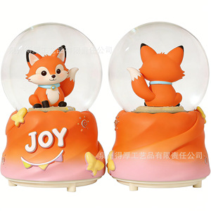 Boîte à musique en cristal de renard, cadeau personnel rotatif rond pour enfants ou petites amies - Product Image 2