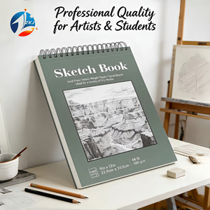Carnet <span class=keywords><strong>de</strong></span> croquis à spirale pour artistes, 9x12 pouces, 100 feuilles, <span class=keywords><strong>papier</strong></span> à <span class=keywords><strong>dessin</strong></span> épais sans acide pour la création <span class=keywords><strong>de</strong></span> croquis à sec - Product Image 1