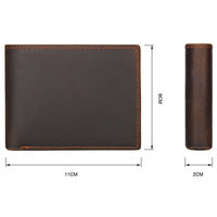 Dompet kulit kuda gila pemblokir RFID merek kustom tempat kartu lipat ganda pendek terbuka Vintage Dompet jendela 2 ID untuk pria