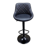 Chaise de bar en cuir noir de style nordique avec dossier, tabourets de bar pivotants à hauteur de comptoir