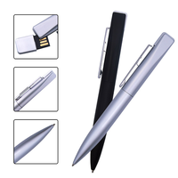 Clé USB de haute qualité 4 Go/8 Go/16 Go avec logo personnalisé, stylo bille métallique noir/argenté/bleu/noir, encre noire pour promotion/usage professionnel
