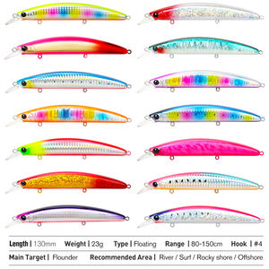 TSURINOYA 130F Leurre de pêche flottant Minnow de grande taille 130mm 23g TWINKLE DW111 Longue portée pour la pêche au bar et au flétan, appât artificiel dur - Product Image 2