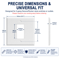 Placa de pared cuadrada LangYeao de 1 módulo, blanca, extragrande de 5.51 pulgadas, cubierta decorativa para interruptor, placa frontal de metal blanco de alta resistencia para toma de corriente