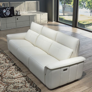 Juego de Sofás Reclinables de Cuero con Respaldo Ajustable Eléctricamente, 3 Plazas, Extensible, con Carga USB - Product Image 1