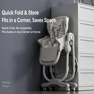 Silla Alta Multifuncional para Bebé, Plegable y <span class=keywords><strong>Reclinable</strong></span>, Altura Ajustable, Bandejas Dobles, Silla de Comer para Niños Pequeños con Bolsa de Almacenamiento - Product Image 4