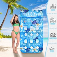 Hamac flottant gonflable pour adultes, lit flottant en maille avec dossier, flotteur portable pour piscine, lac et plage