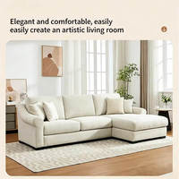 Canapé modulaire convertible en tissu écologique moderne avec assise profonde et accoudoirs, design en forme de L pour salon