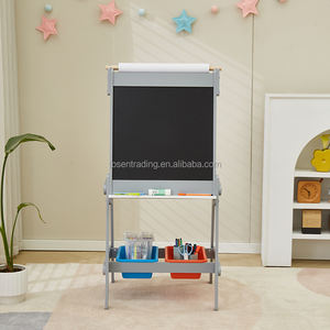 Chevalet double face en bois pour enfants avec deux bacs de rangement pour le jeu des enfants - Product Image 4