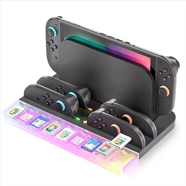 For Nintendo Switch 2 Controllers Charging Dock Station Game Console Holder 4 Joy-Cons Charger Stand Base With LED Light