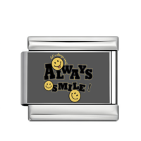 Bracelet à breloques italien en acier inoxydable argenté 9 mm, motif Smiley Emoji avec message positif, ensemble DIY interchangeable, vente en gros