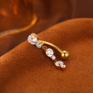 Lingchee Long Dangle Stone Belly <span class=keywords><strong>Piercing</strong></span> Ring Chapado <span class=keywords><strong>en</strong></span> oro Body <span class=keywords><strong>Piercing</strong></span> para regalos Fiestas de compromiso Anillos para pezones al por mayor - Product Image 3