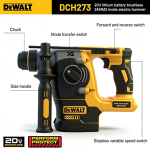 Perceuse à percussion rotative <span class=keywords><strong>DEWALT</strong></span> DCH273 18V/20V MAX <span class=keywords><strong>SDS</strong></span> sans balais 1 pouce PLUS Perceuse à percussion pour le travail du bois en forme de L - Product Image 3