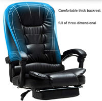 Chaise de bureau ergonomique de direction en PU avec massage, design moderne, inclinable, avec accoudoirs fixes en éponge hautement élastique et base chromée