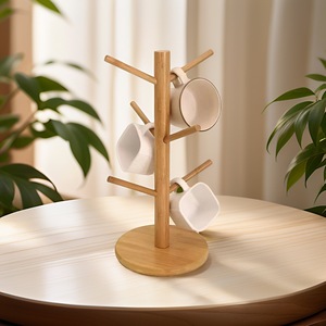 Bamboo <b>Mug</b> Drainer <b>Tree</b> Cup Holder 3 Floors With Lid For Kitchen Drink Storage - Product Image 5