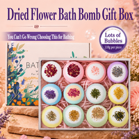 Coffret Cadeau Luxe de Boules de Bain Véganes Artisanales avec Fleurs Séchées de Lavande 110g – Bombes de Bain Effervescentes pour des Bains Relaxants