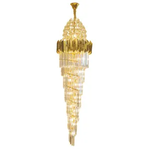 coroa de cristal lustre rodada Suppliers-Lustre de cristal de vidro moderno de luxo, anel de ouro, círculo, led, luminária pingente, para hotel, escritório e casa