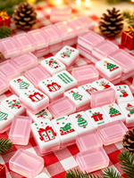 Tuiles de Mahjong Américaines en Acrylique Blanc de Luxe, Design de Noël, Cadeau de Fêtes, Jeu pour 4 Joueurs, Vente en Gros, Emballage Universel