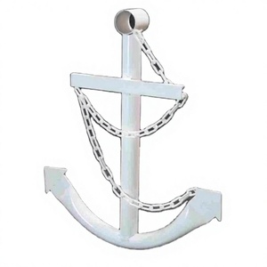 Handcrafted 3' <b>White</b> Boat Anchor Wall <b>Hanging</b> Large Nautical Accent Steel Navy Ships Marine Yacht Coastal Design Living Room - Product Image 1