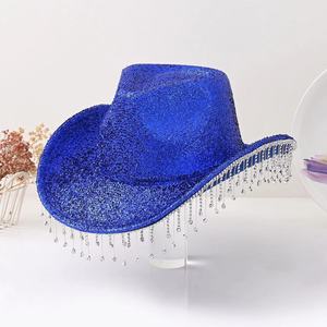 Sombrero de Vaquero Occidental, Sombreros de Vaquera con Borla de Diamantes de Imitación, Sombrero de Fiesta, Disfraz para Mujeres y Hombres, Boda, Música, Fiesta de Disfraces - Product Image 4
