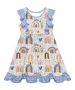 Custom rainbow Fish Patterning Design Girl Pearl <b>Dress</b> <b>Angel</b>-Sleeve <b>Dress</b> - Product Image 2