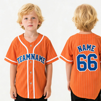 Uniforme de Béisbol Personalizado para Niños, de Secado Rápido, Transpirable, con Impresión Digital, Malla Sublimada, Jersey de Béisbol Naranja