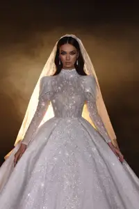 2024 elegante vestido de novia moderno nupcial manga larga Tallas grandes tren largo vestido de baile de satén de lujo vestidos de novia