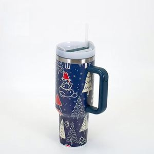Venta al por Mayor de Vasos de Acero Inoxidable de 40 oz, Taza de Café con Asa para Sublimación, Diseño Navideño, Personalizable con Logotipo y Color - Product Image 3