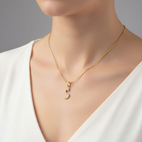 Pendentif Lettre Initiale en Or Pavé et Cristal A-Z, Collier Personnalisé avec Nom de Demoiselle d'Honneur, Cadeau en Gros pour Femmes