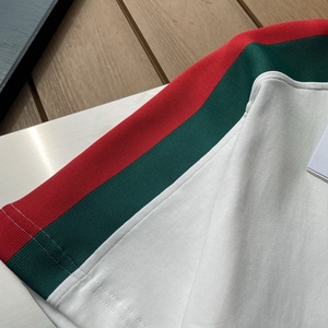 Camiseta de manga corta de lujo para hombre, estilo diseñador, a rayas, tejida, informal, 100% algodón, vintage, Gucci. - Product Image 5
