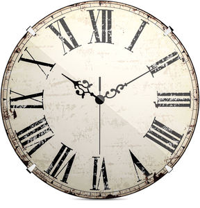 Reloj de pared auténtico de cristal convexo color marfil de 8 pulgadas, estilo antiguo vintage para cabaña rústica, casa de campo tradicional o granja. - Product Image 1