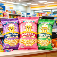 Sacs d'emballage personnalisés imprimés à scellage arrière, faible MOQ, sacs en plastique laminé de qualité alimentaire pour pop-corn et chips