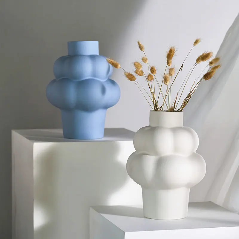 Nordic Minimalism Ins Art Ornaments Unique Plant Tall Vase Flower Vase for Villa Hotel Decoration