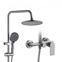 Robinets de douche de bain en laiton minimalistes crème blanc pistolet gris pommeau de douche dissimulé chaud froid amplifiant la pression Surface brossée