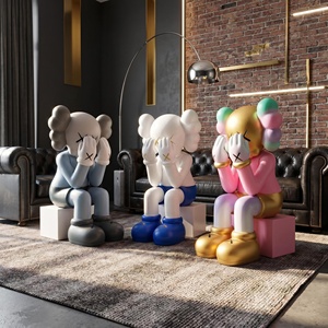 Escultura Artística de Resina Personalizada, Figura Pintada a Mano, Adorno Decorativo para el Hogar, Rostro Cubierto Sentado - Product Image 2