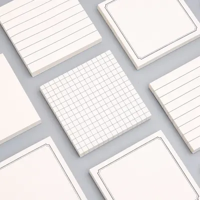 Kraftpapier En Witte Lege Gevoerd Grids Pagina 'S Sticky Notes Notepads Zelfklevende Memo Pads